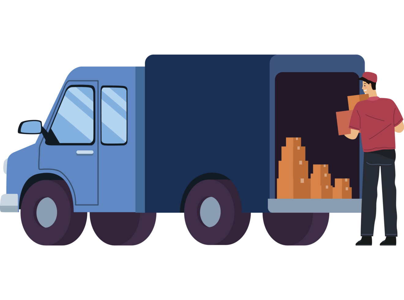 delivery worker with truck png