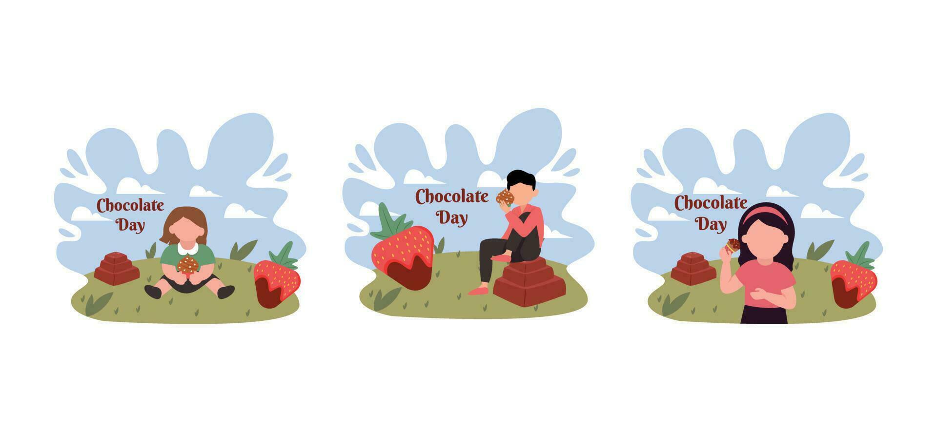 World Chocolate Day Flat Bundle Design Illustration vector