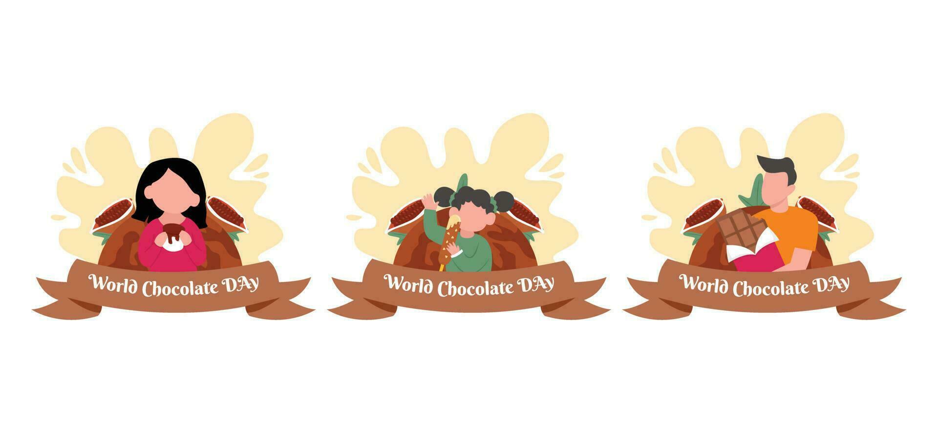 Flat Bundle World Chocolate Day Design Illustration vector