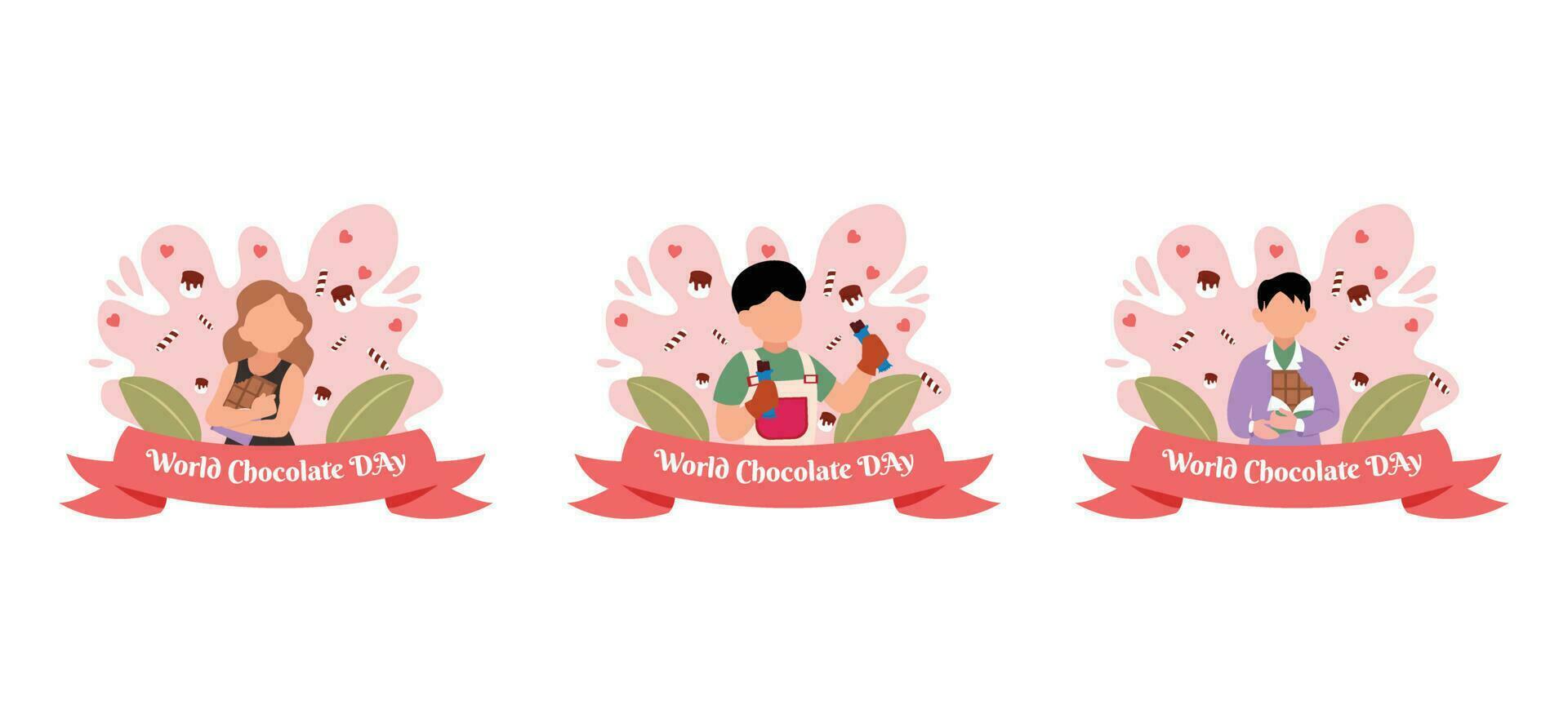 Flat Bundle World Chocolate Day Design Illustration vector