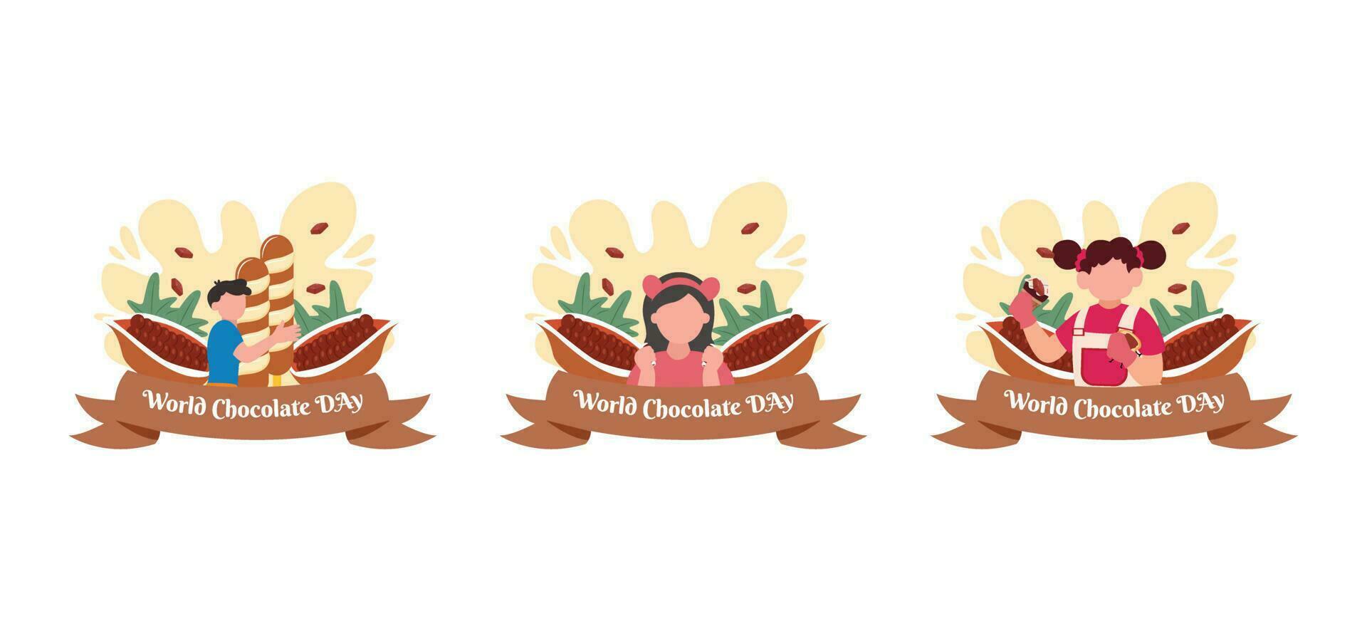 World Chocolate Day Flat Bundle Design Illustration vector