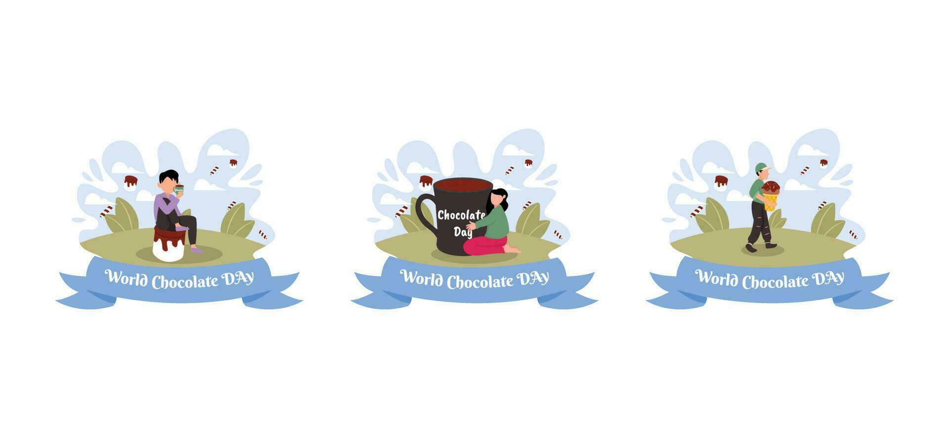 Flat Bundle World Chocolate Day Design Illustration vector
