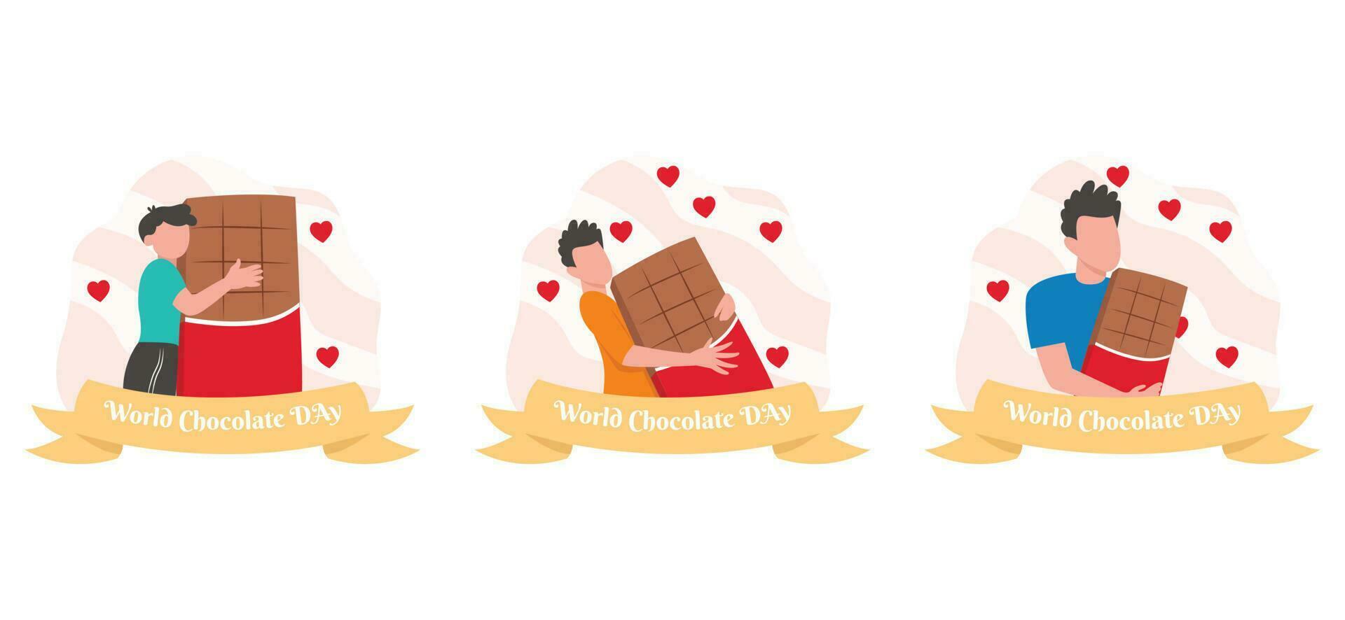 Flat Bundle World Chocolate Day Design Illustration vector