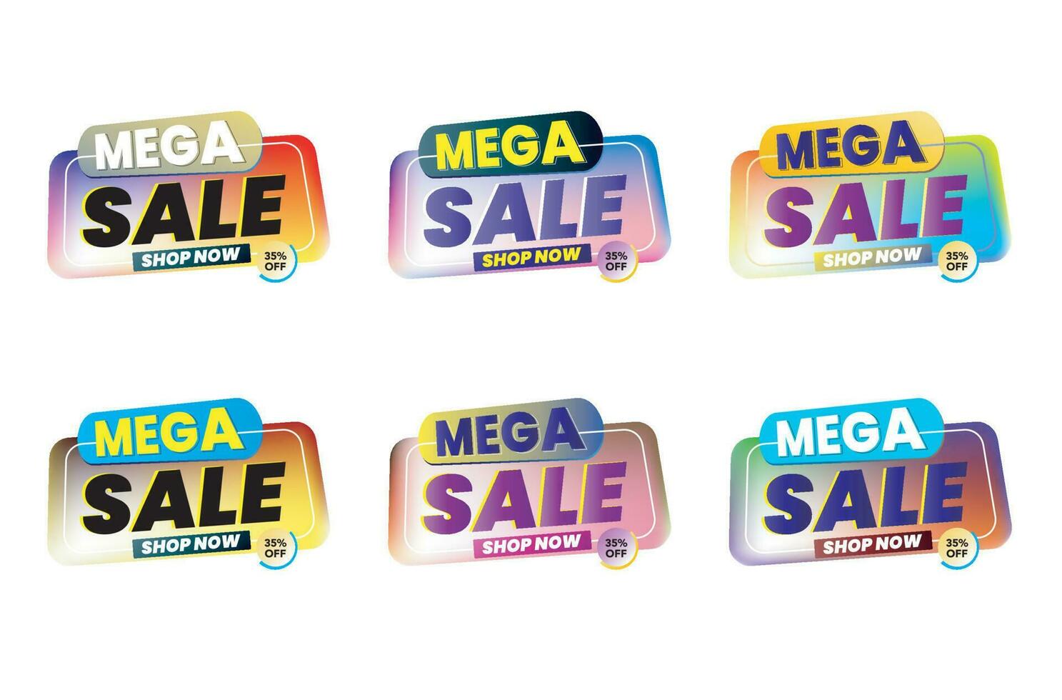 Mega sale offer Discount sale banners. Best deal price stickers. Black Friday special offer tags.Sale bubble coupon set design Vector