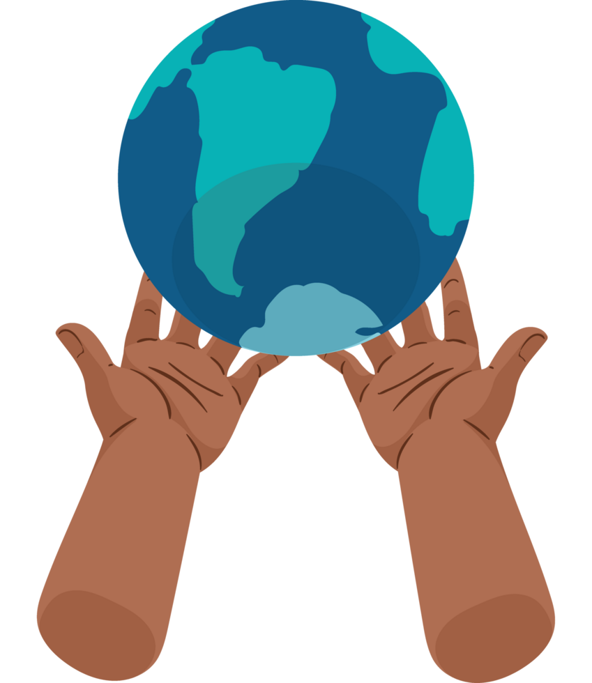 afro hands lifting earth png