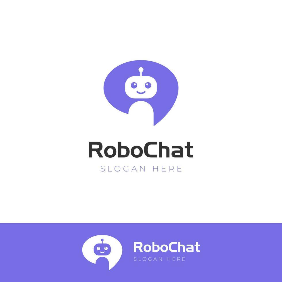simple Robot icon logo design. Chat Bot sign for support service concept, Chatbot minimalist flat style logo vector