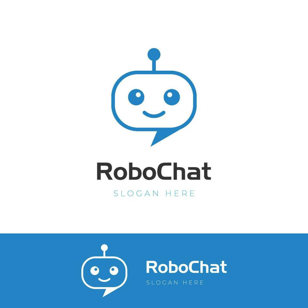simple Robot icon logo design. Chat Bot sign for support service concept, Chatbot minimalist flat style logo vector