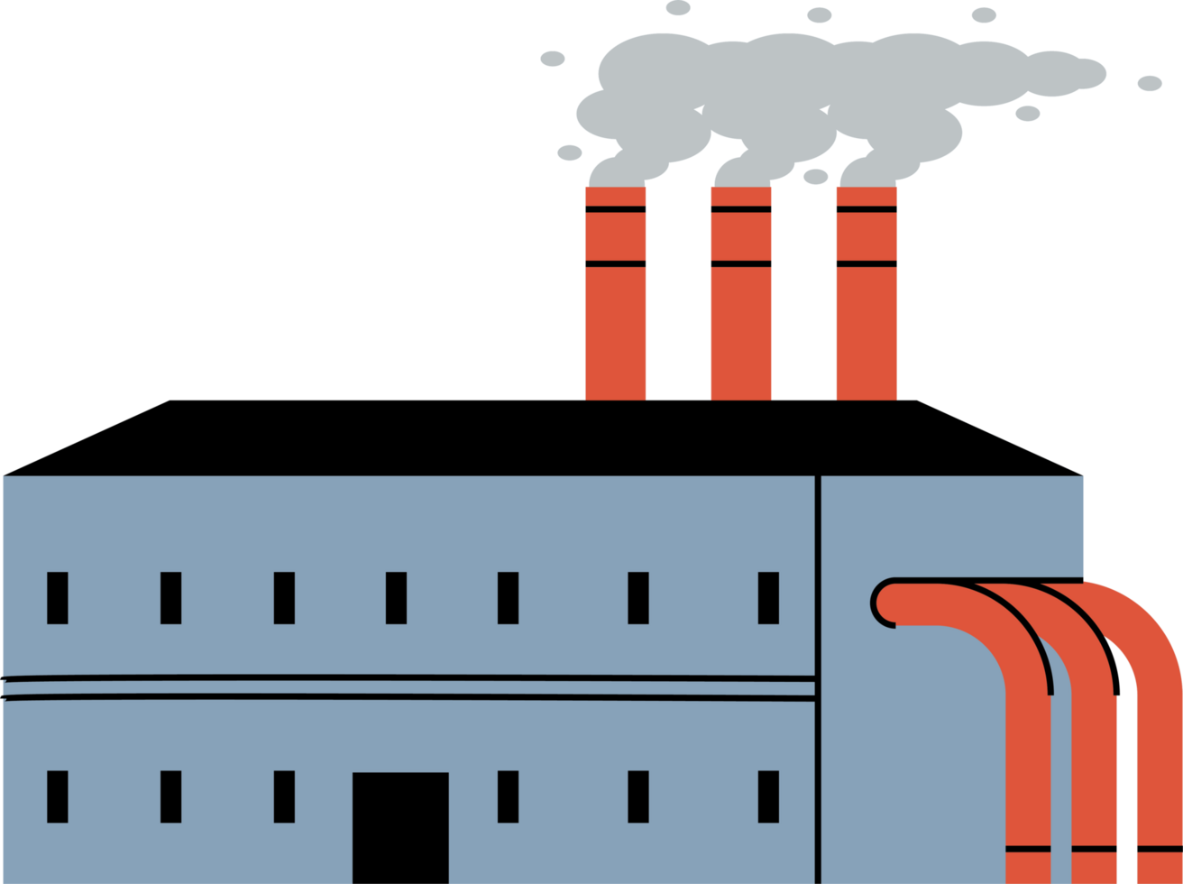 plant with chimneys and pipelines png