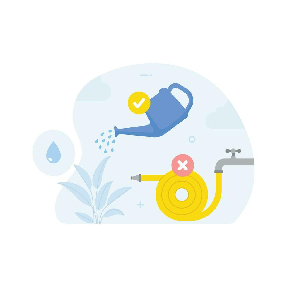 agua ahorro ilustración concepto. salvar el agua recursos sostenible consumo, costo eficaz estilo de vida vector