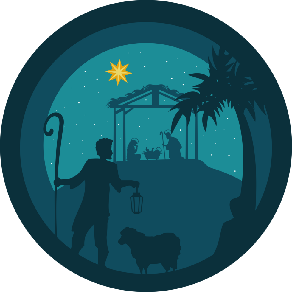 nativity family and sheperd png