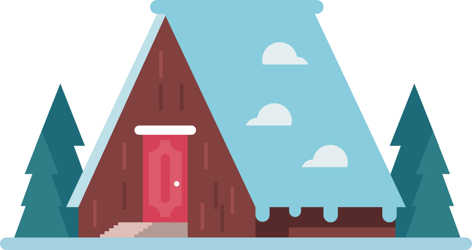 triangular house with snow png