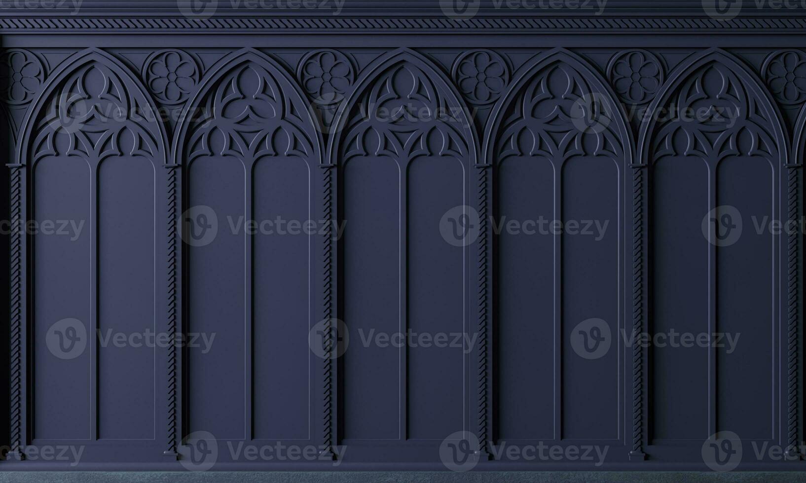 Classic cabinet or castle wall made of gothic wood paneling 24086090