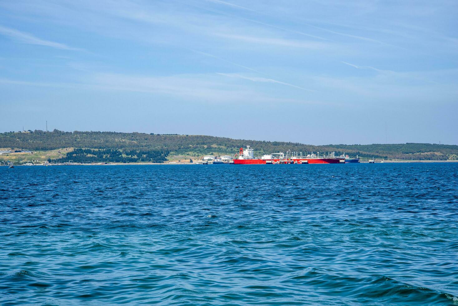 A large merchant ship off the coast of Turkey. photo