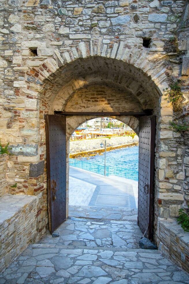 Exit from the Castle at Gvercinade Pigeon Island in Kusadasi, Turkey. photo
