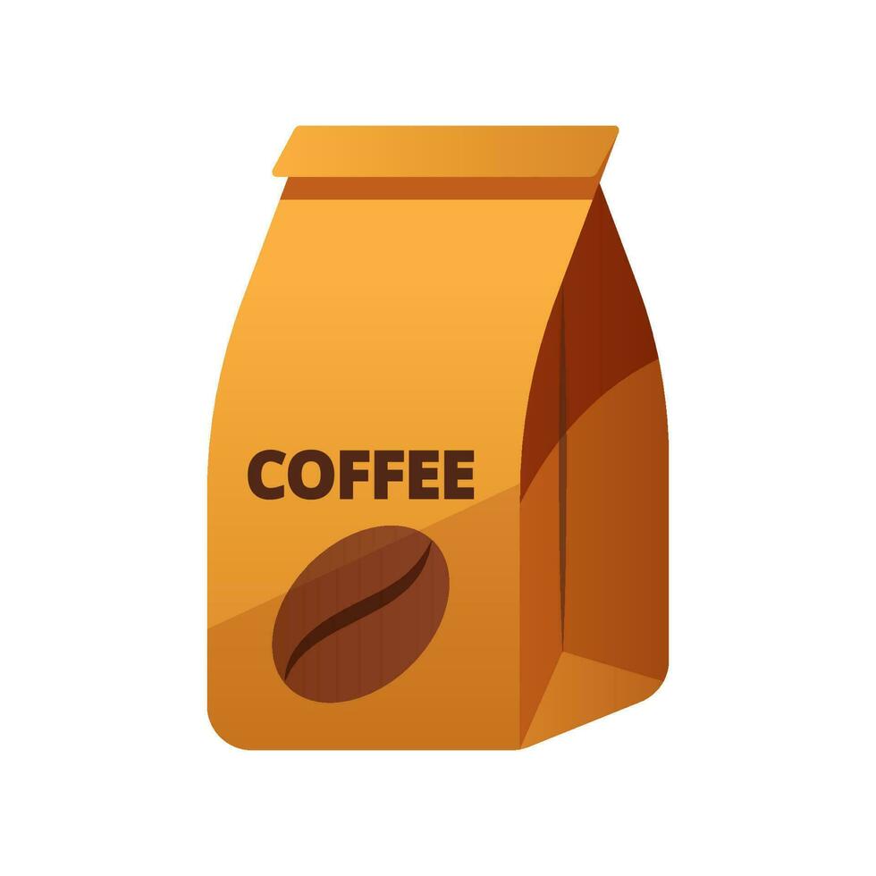 café frijol papel paquete vector aislado.