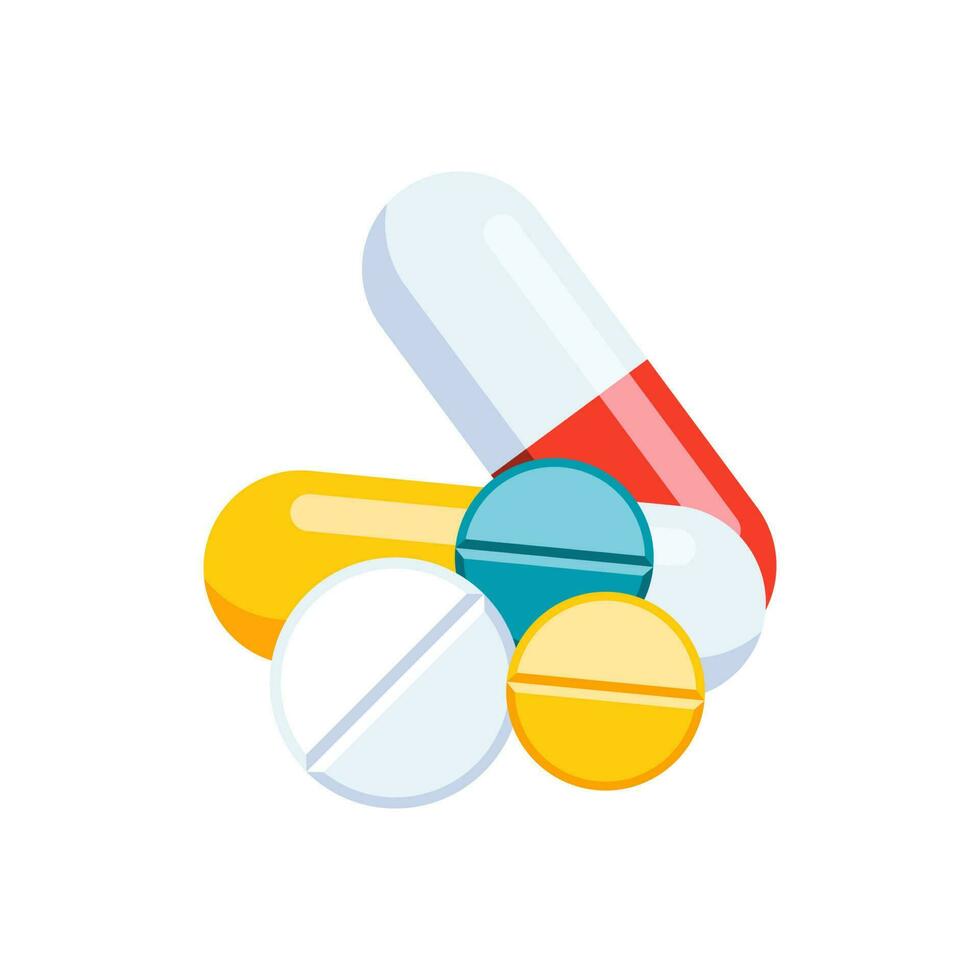 Illustration medication concept with different pills vector