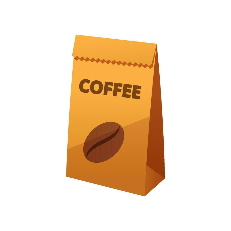 Coffee bean paper package vector isolated.