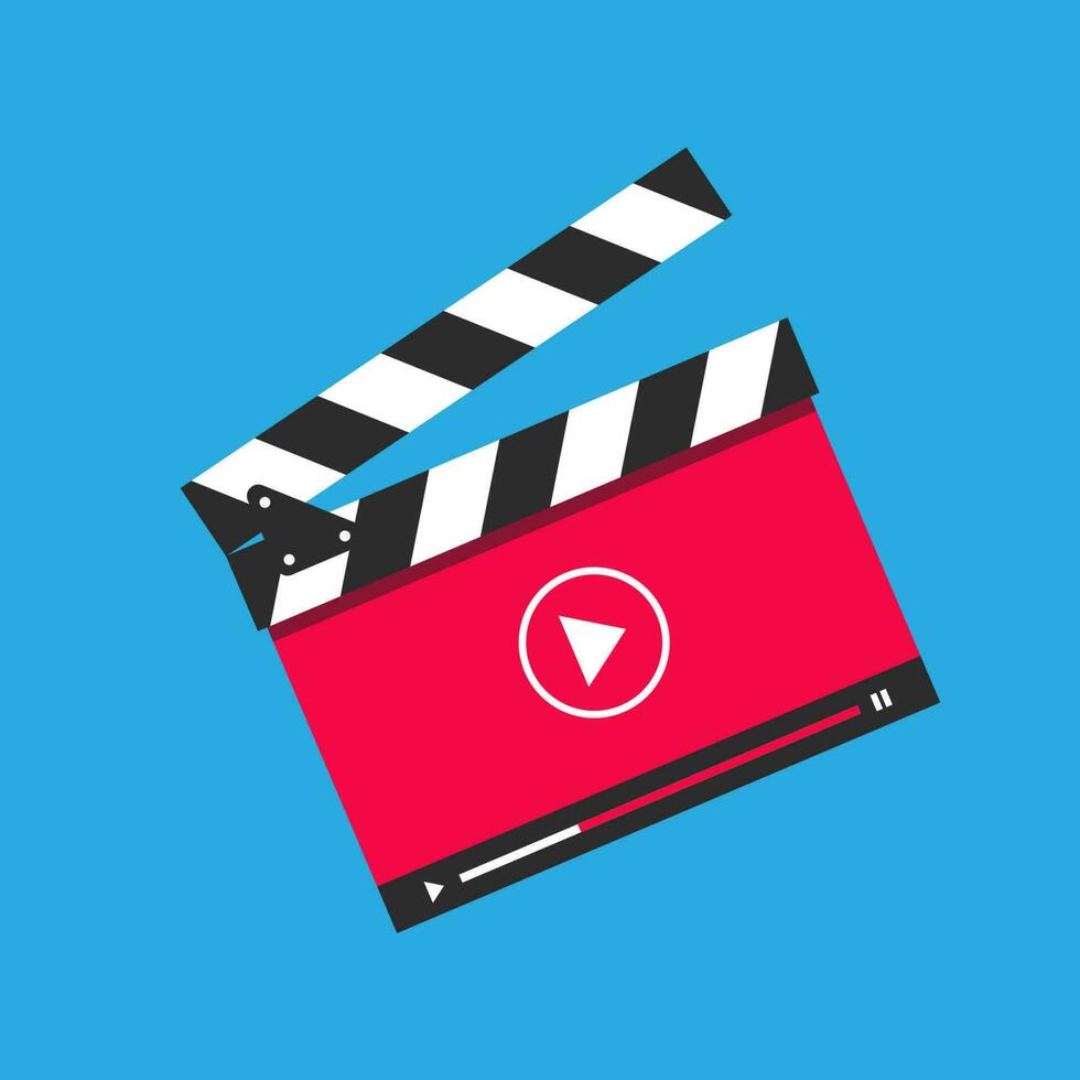 Clapperboard with running online video player vector