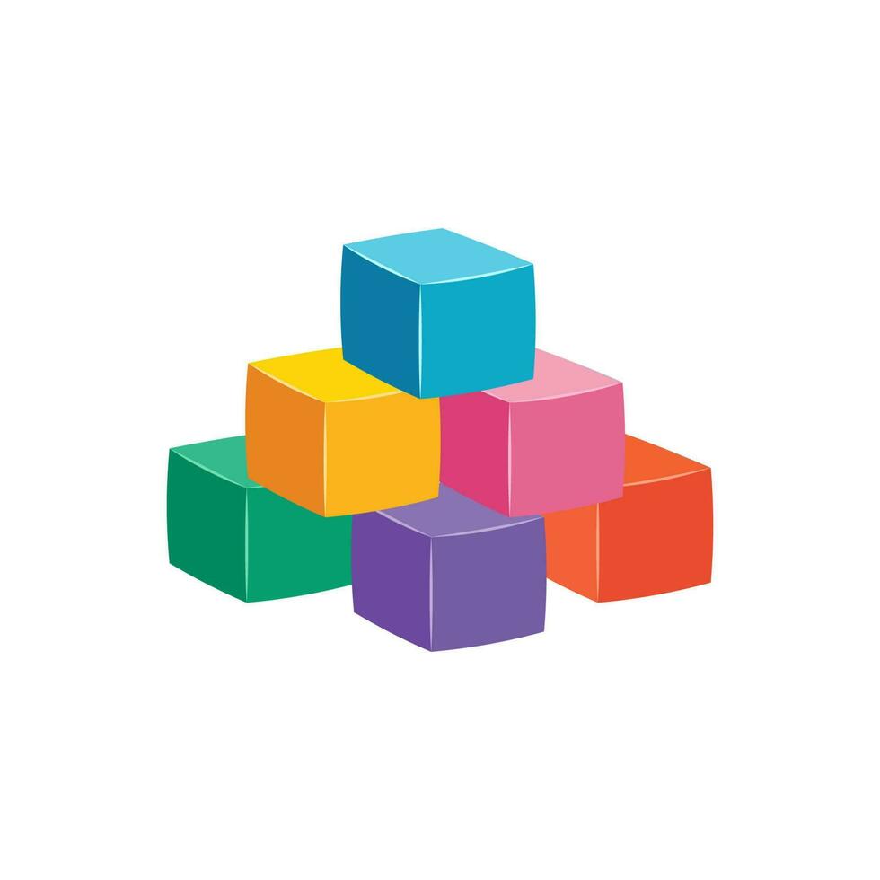 A stack of three plastic colored cubes isolated Vector Image