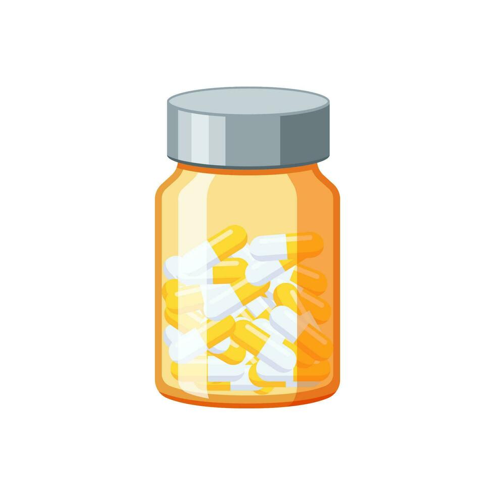 Capsule pill bottle vector isolated on white background