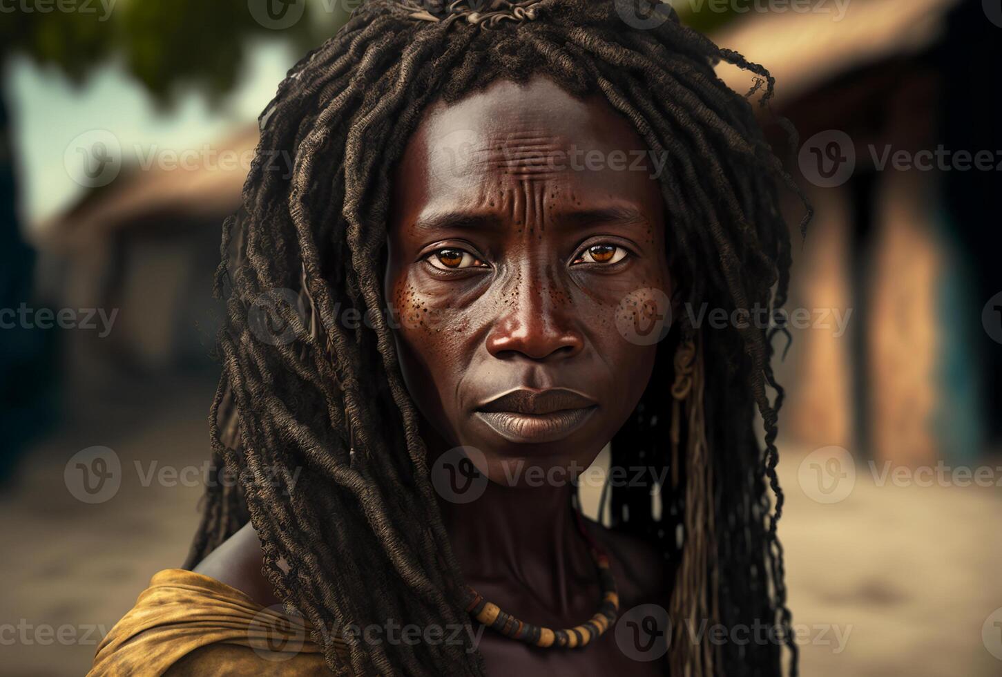 Portrait of tired mature black woman, photo