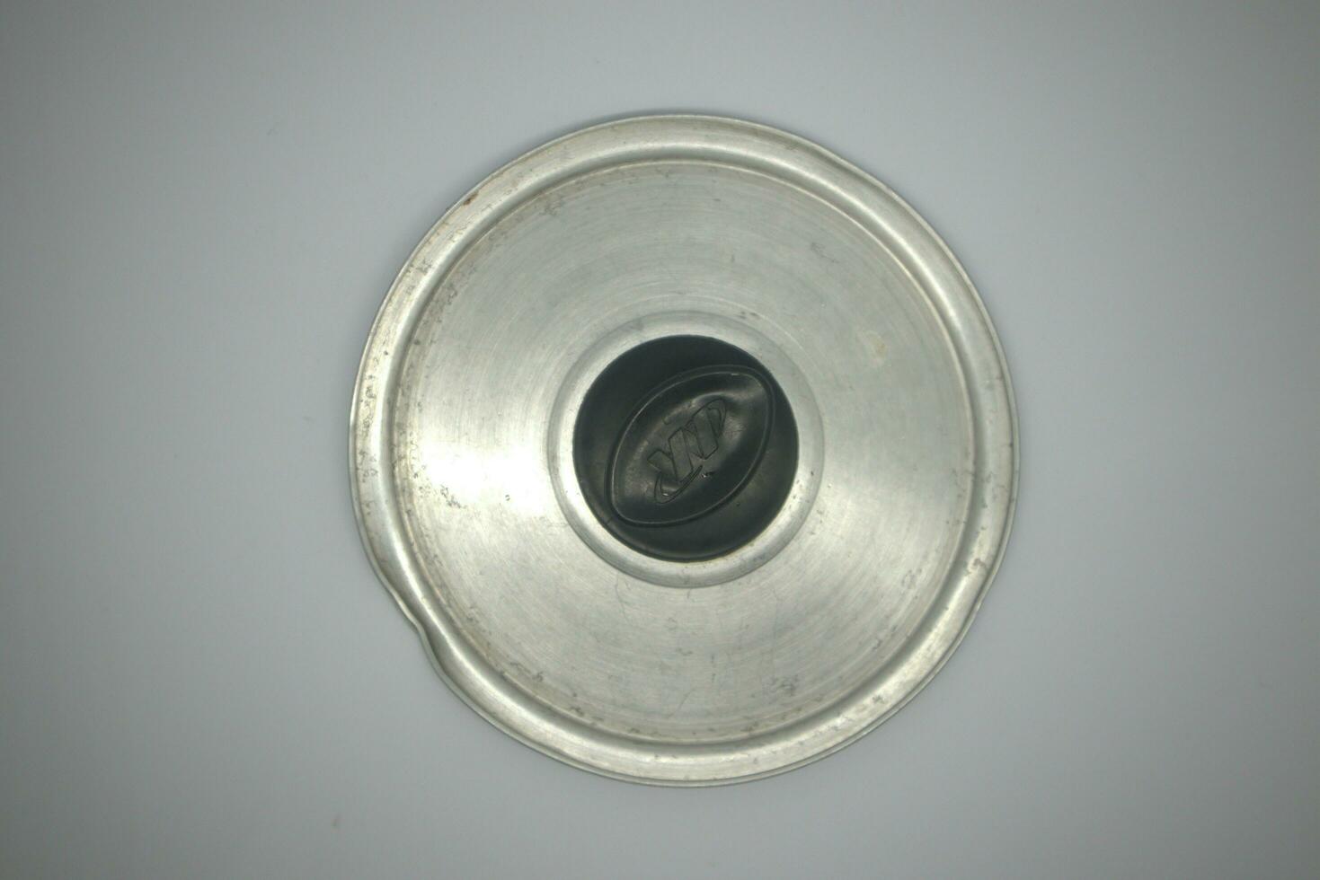 top view of white background isolated pot lid photo