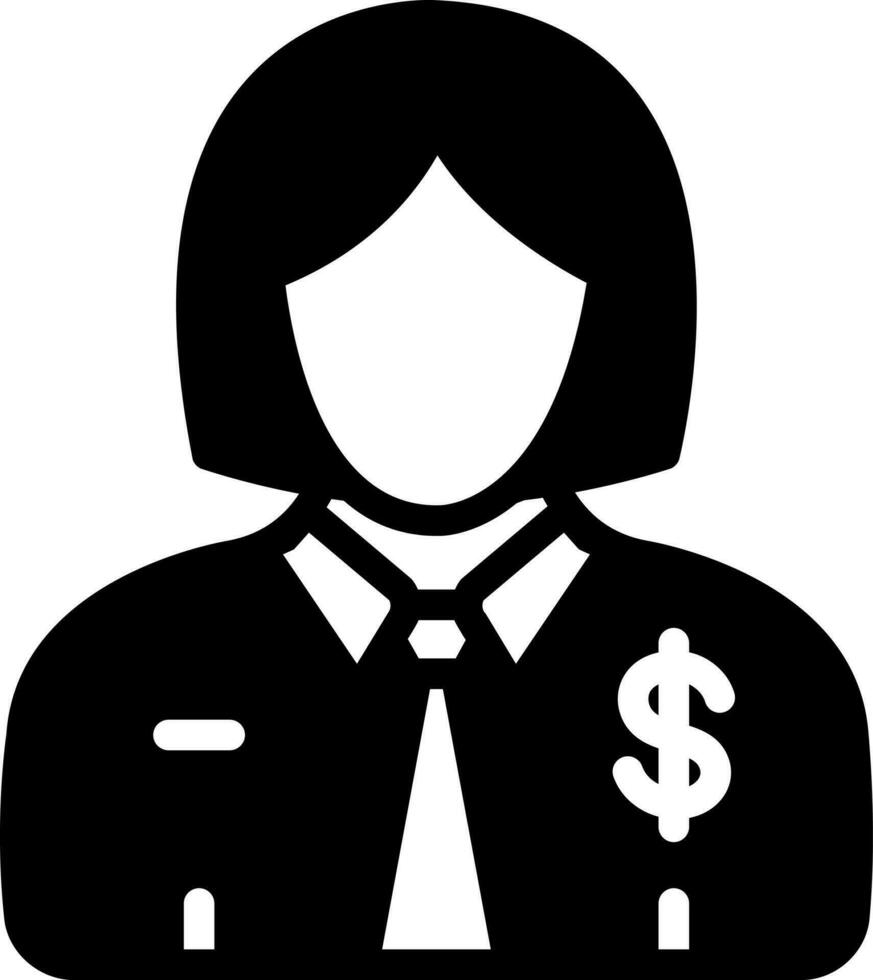 solid icon for business woman vector