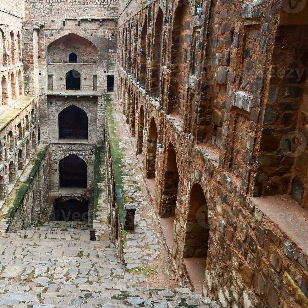 Agrasen Ki Baoli - Step Well situated in the middle of Connaught placed New Delhi India, Old Ancient archaeology Construction photo