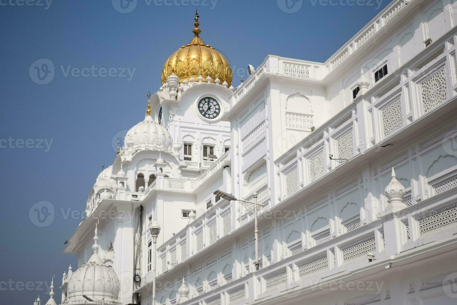 View of details of architecture inside Golden Temple - Harmandir Sahib in Amritsar, Punjab, India, Famous indian sikh landmark, Golden Temple, the main sanctuary of Sikhs in Amritsar, India photo