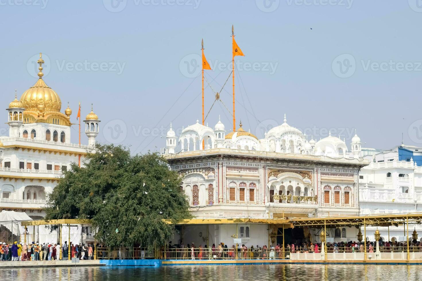 View of details of architecture inside Golden Temple - Harmandir Sahib in Amritsar, Punjab, India, Famous indian sikh landmark, Golden Temple, the main sanctuary of Sikhs in Amritsar, India photo