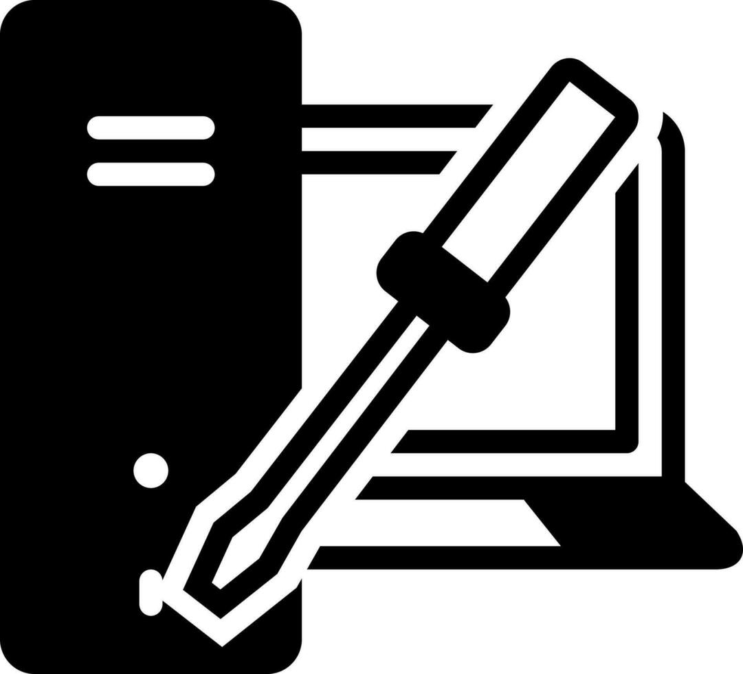 solid icon for pc and laptop repair vector