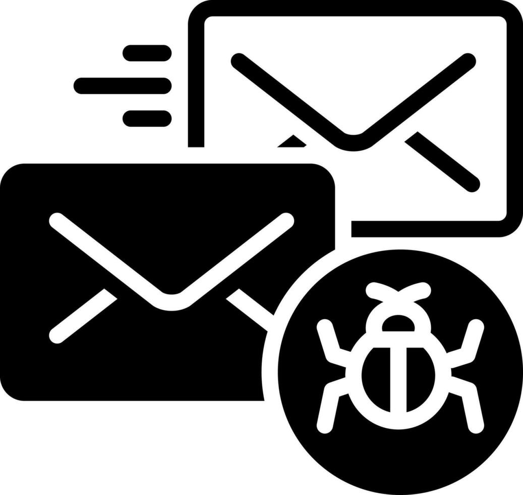 solid icon for infected mail vector
