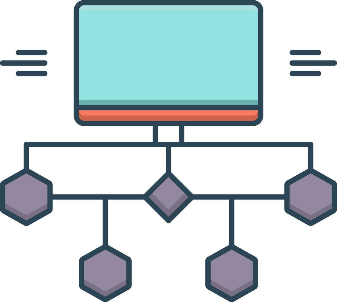 color icono para fluir diagrama vector