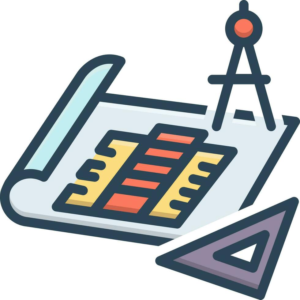 color icon for blueprints vector