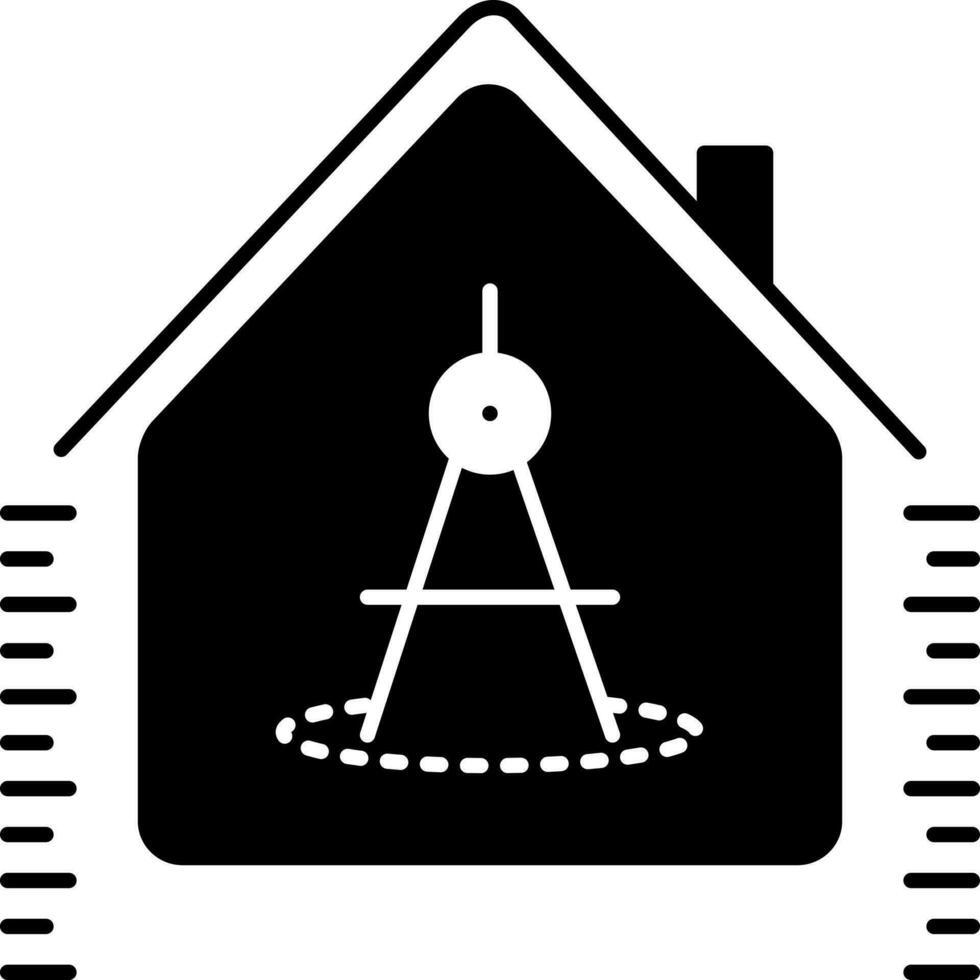 solid icon for house measurement vector