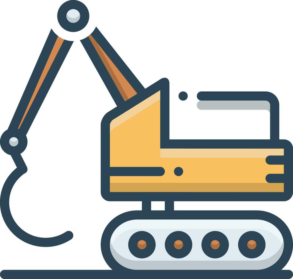 color icon for excavator vector