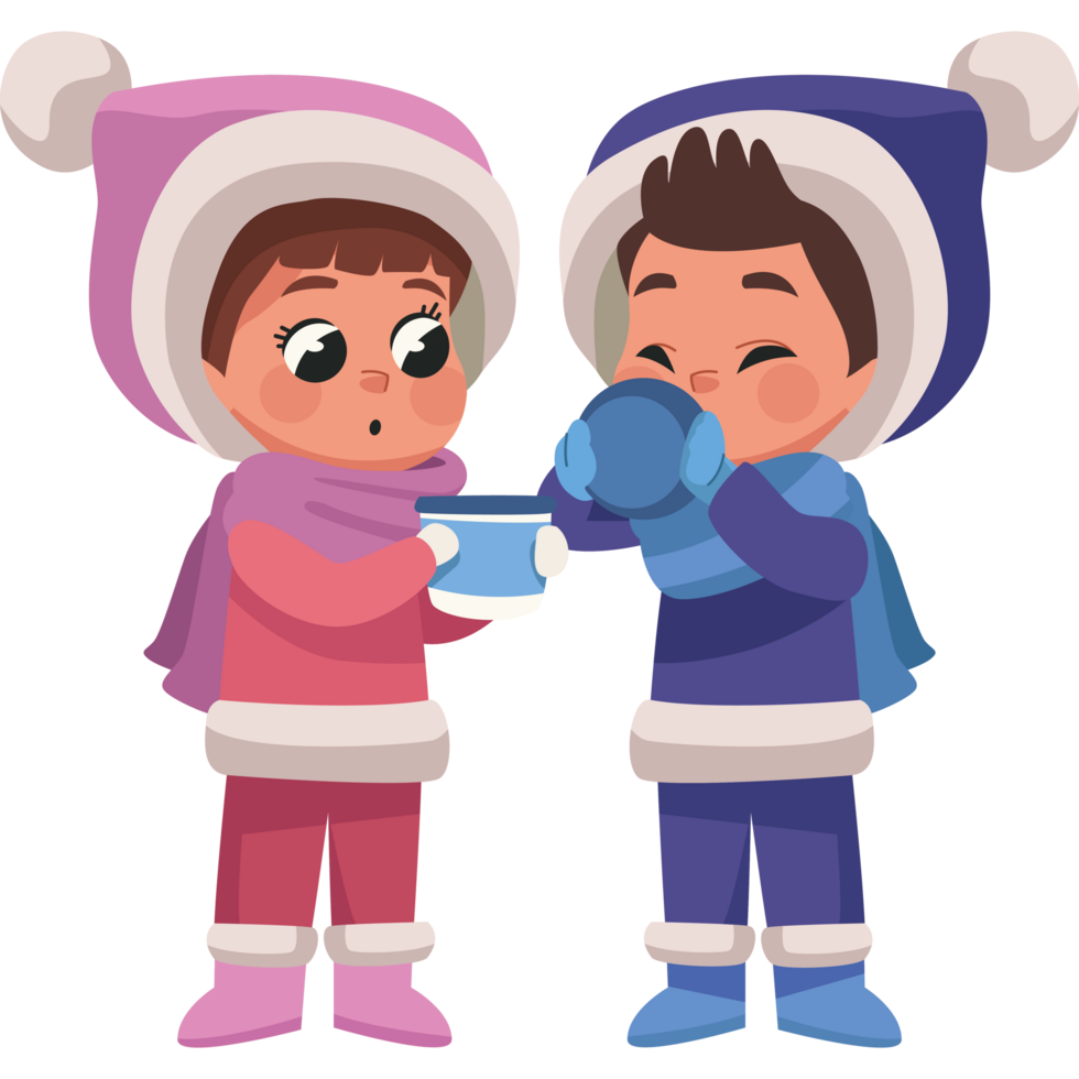 couple kids wearing winter clothes png