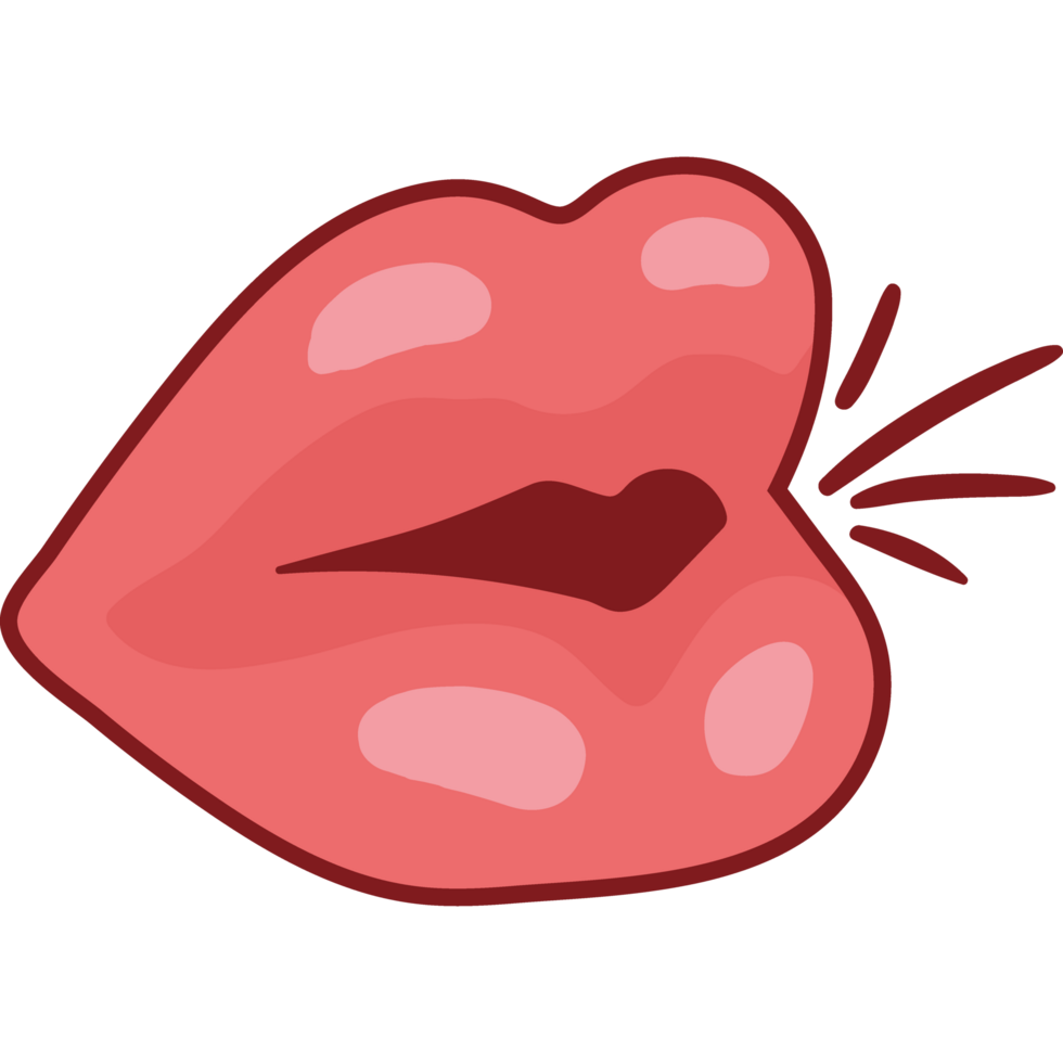 mouth kissing sticker retro png