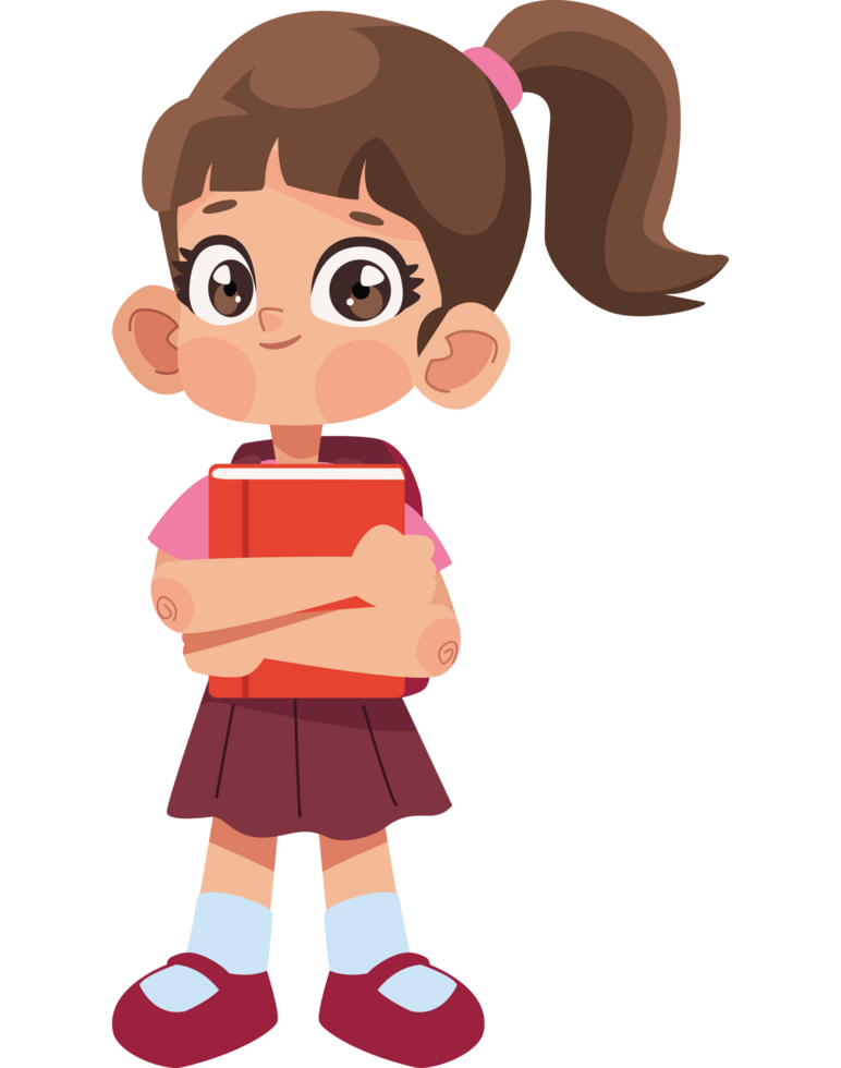 little schoolgirl with book png