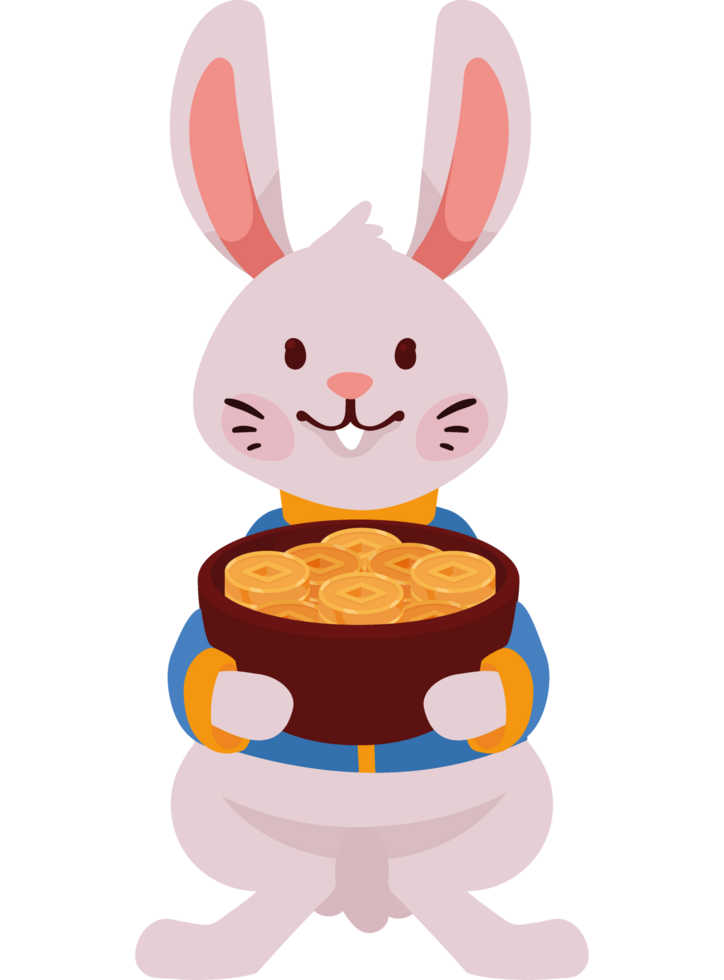 asian rabbit with treasure png