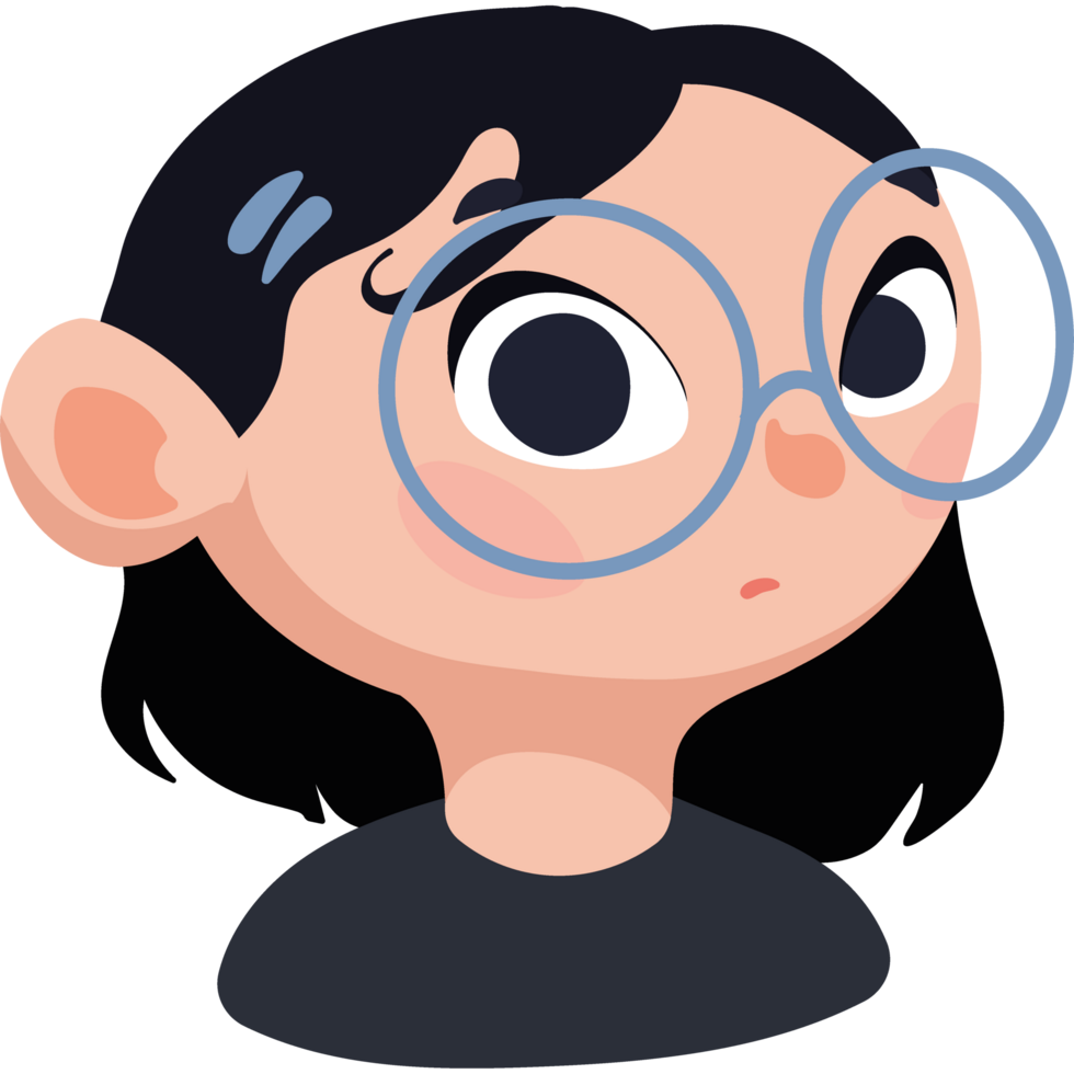 young girl wearign eyeglasses png