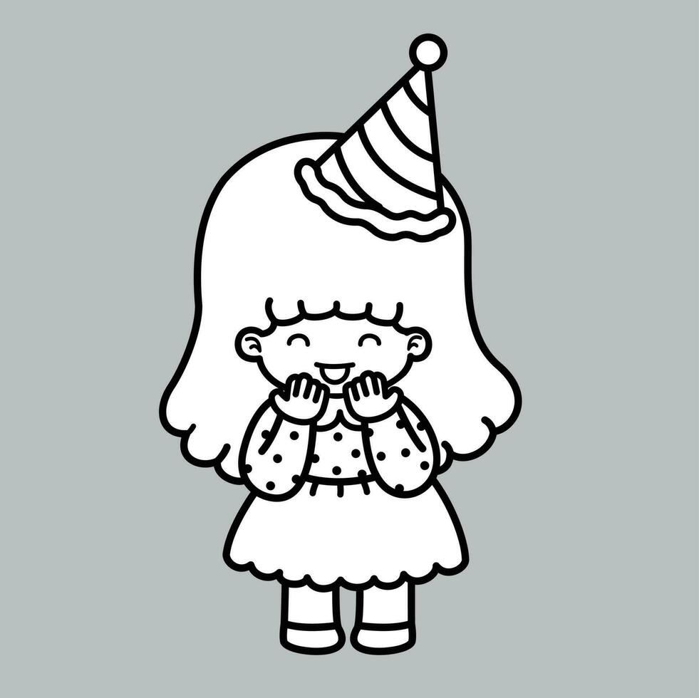 cartoon little girl party vector