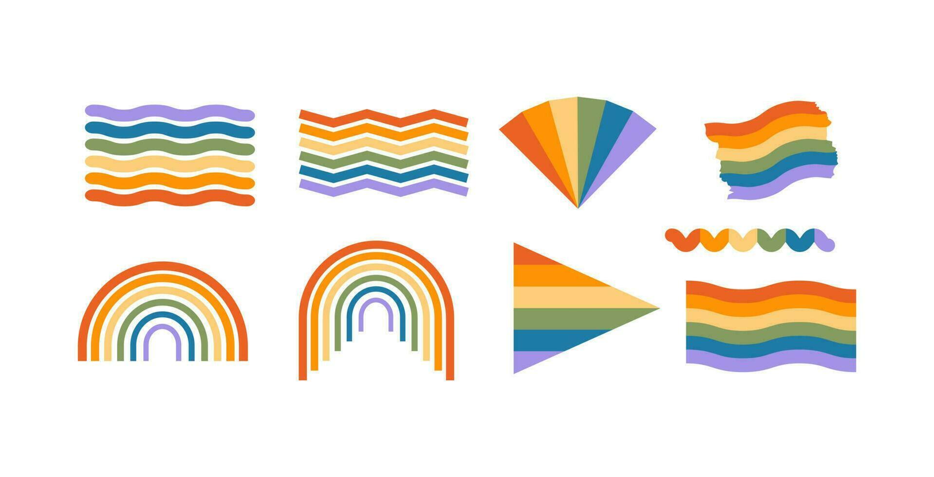 Colorful lgbtq creative element set. Collection of lgbt rainbow symbol for pride month vector illustration