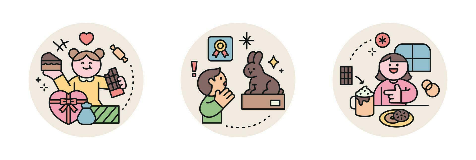 World Chocolate Day. Cute characters and sweet chocolate. Valentines day gift, choco rabbit, Hot choco cafe vector