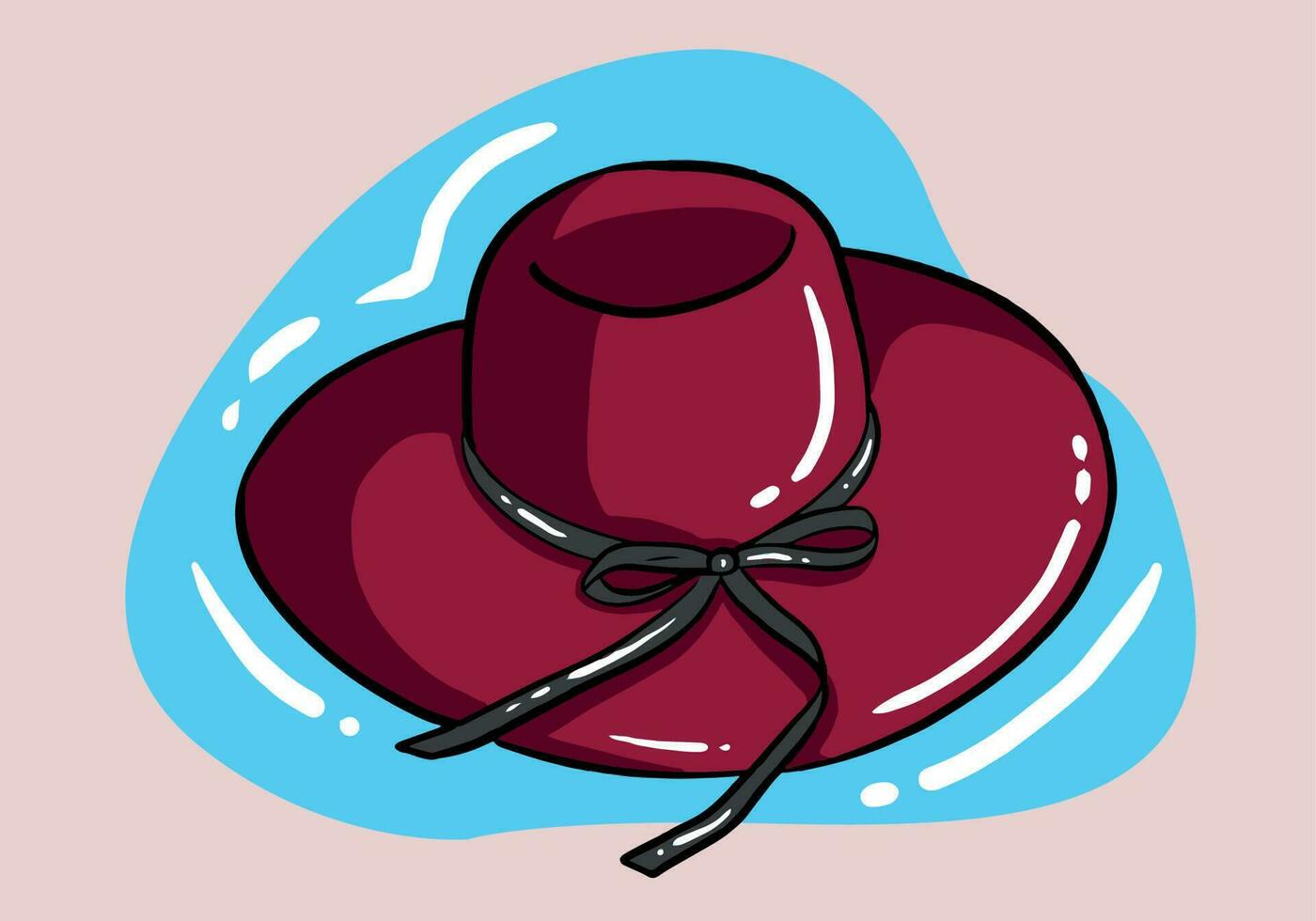 Hand drawn red hat. summer red hat for woman vector
