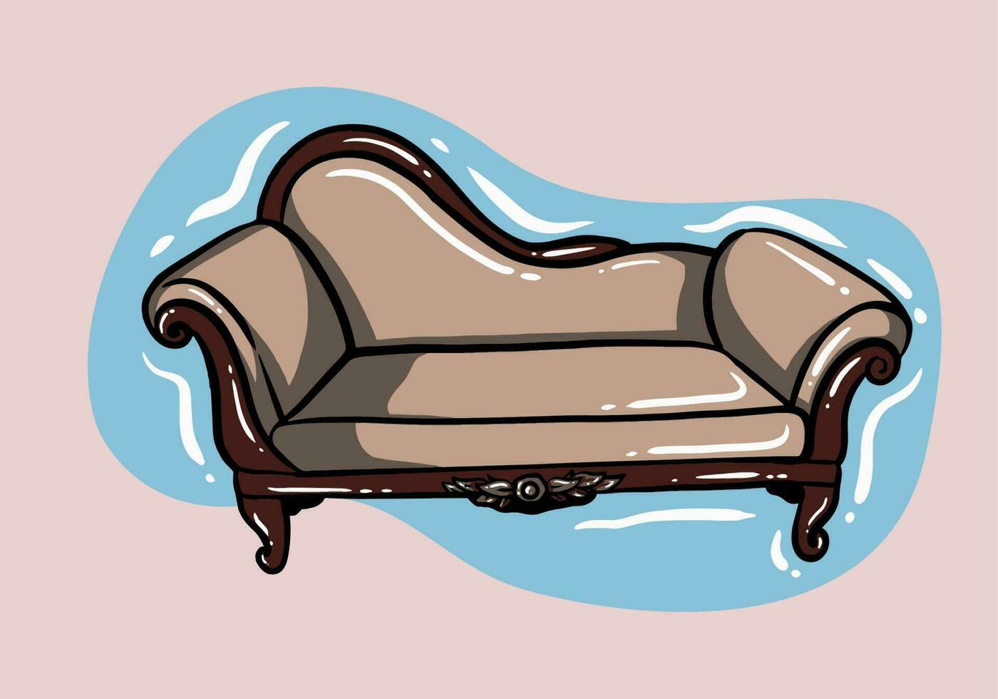 Vector illustration of vintage furniture sofa. Antique, retro furniture. 18th century style interior.