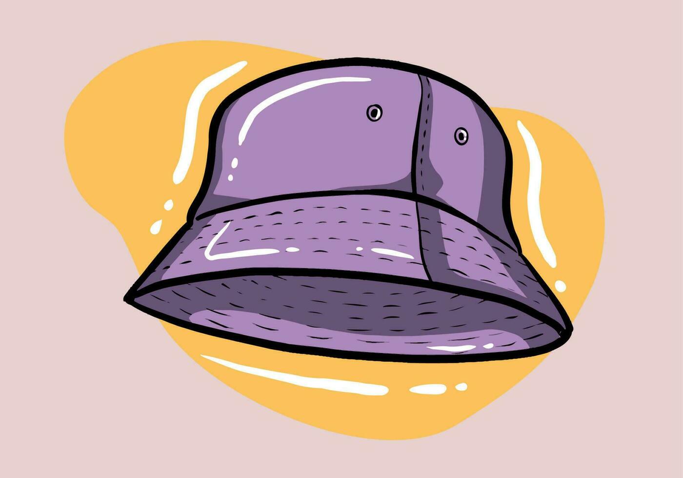 Cartoon colorful summer panama hat or cap. Isolated on background. Vector icon.