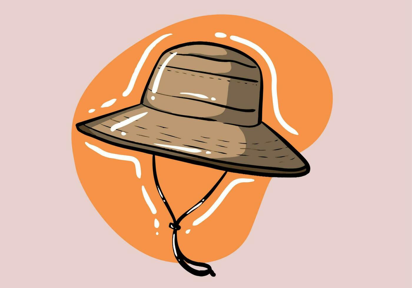 Straw fedora hat with black ribbon. Womens beach hat, the perfect accessory to complement your bathing suit and protect against sunstroke. vector