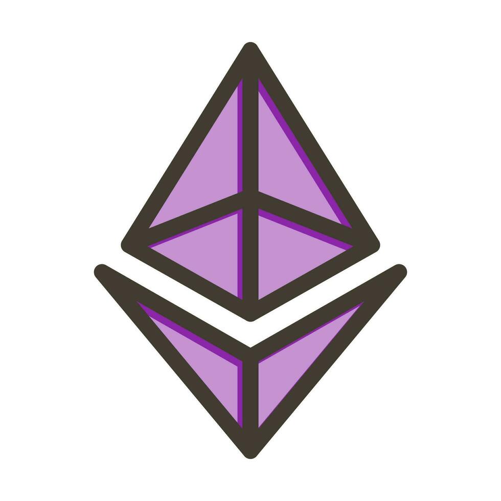 Ethereum Vector Thick Line Filled Colors Icon Design