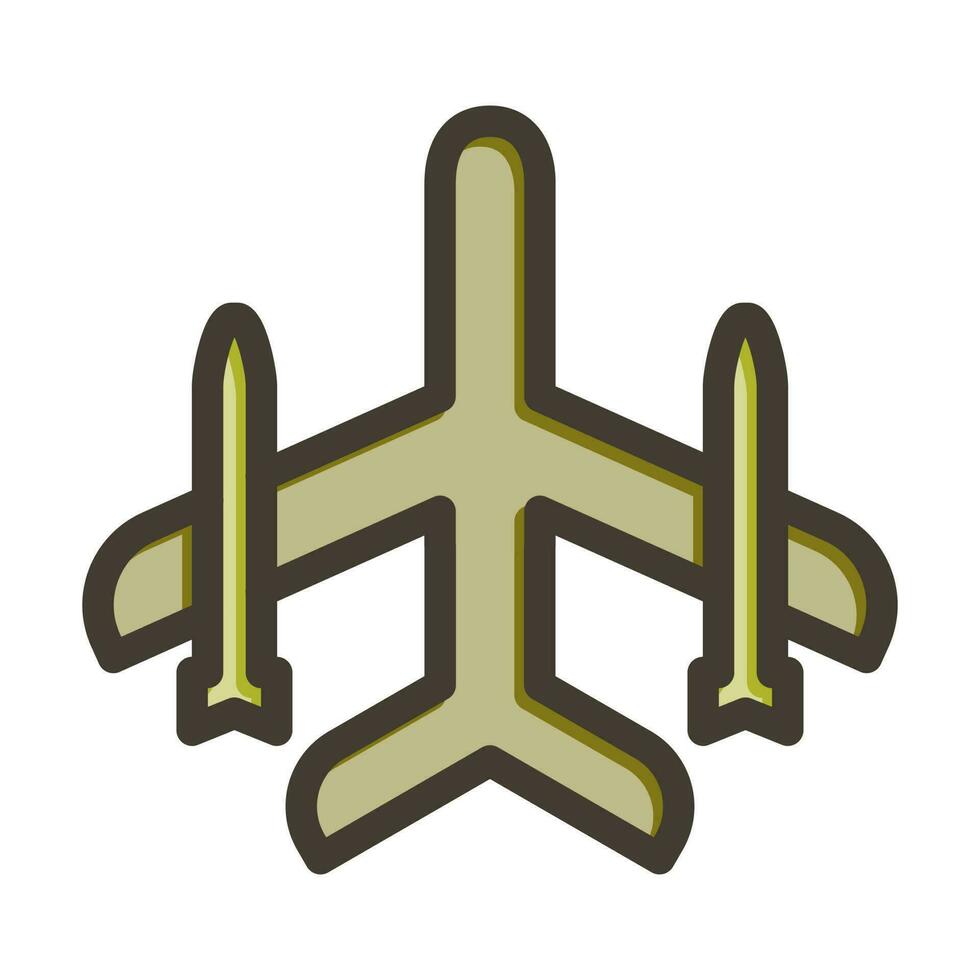 Jet Plane Vector Thick Line Filled Colors Icon Design